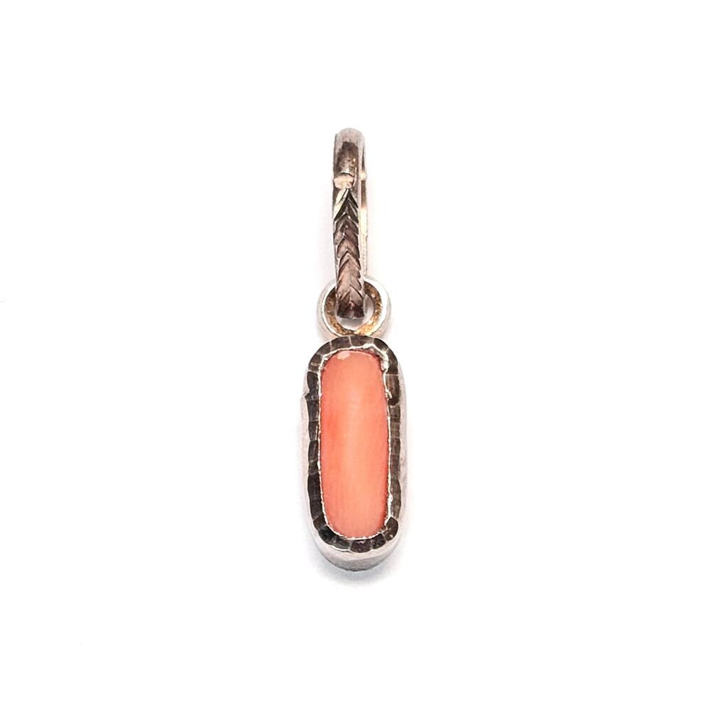 Coral Enamel Petite Drop Necklace Pendant - Women